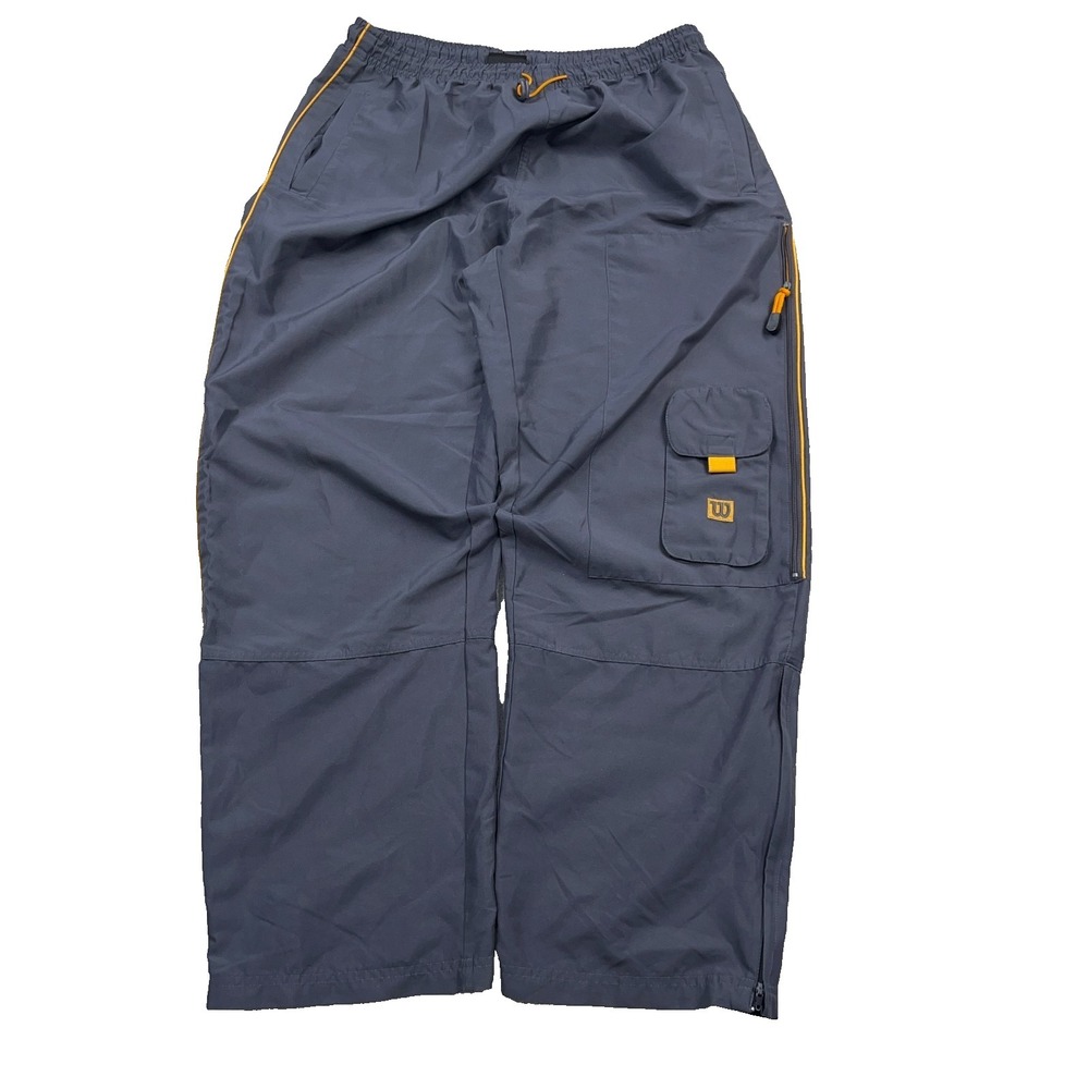 Vintage Wilson Windbreaker Pants Men Large Gray Joggers Track Baggy Lined Y2K